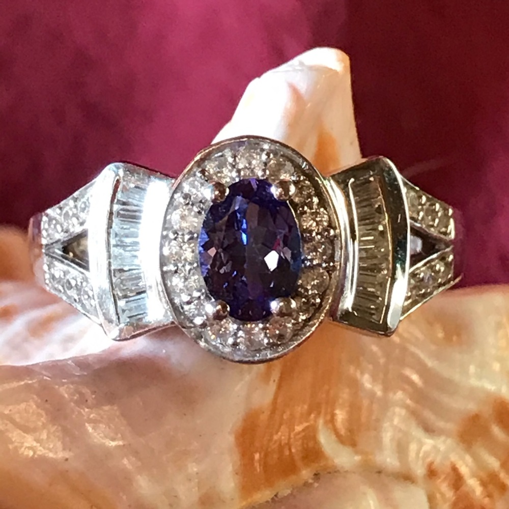 Kashmir Blue Kyanite, Cambodian Zircon Ring